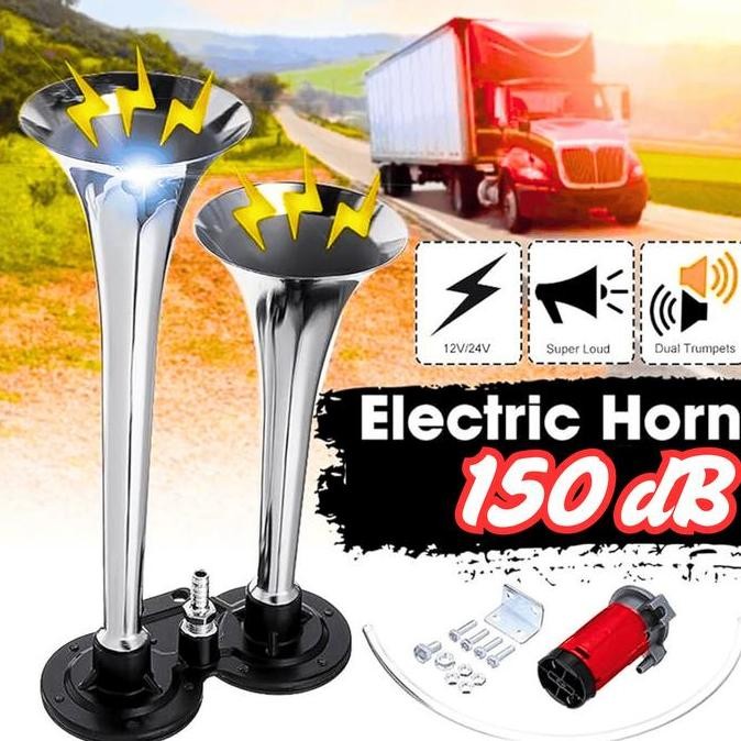 Cod Heyvo 2 Pcs Klakson Trompet Mobil 12 Volt Suara Kencang Tanpa Angin Truk Air Horn 150Db Ld201