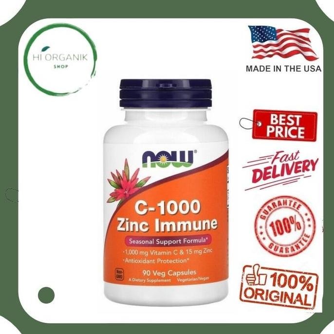 Now Foods C-1000 Zinc Immune Vitamin C 1000 Mg & Zinc 15 Mg 90 Capsule Original