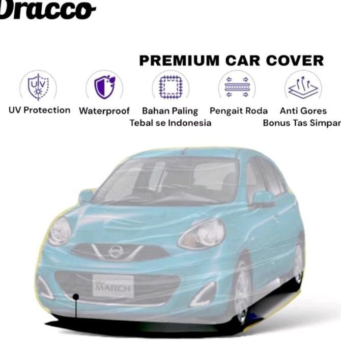 Sarung Mobil Nissan March Transparan Tebal Waterproof Dracco Bonus Tas Simpan Aksesoris Nissan March
