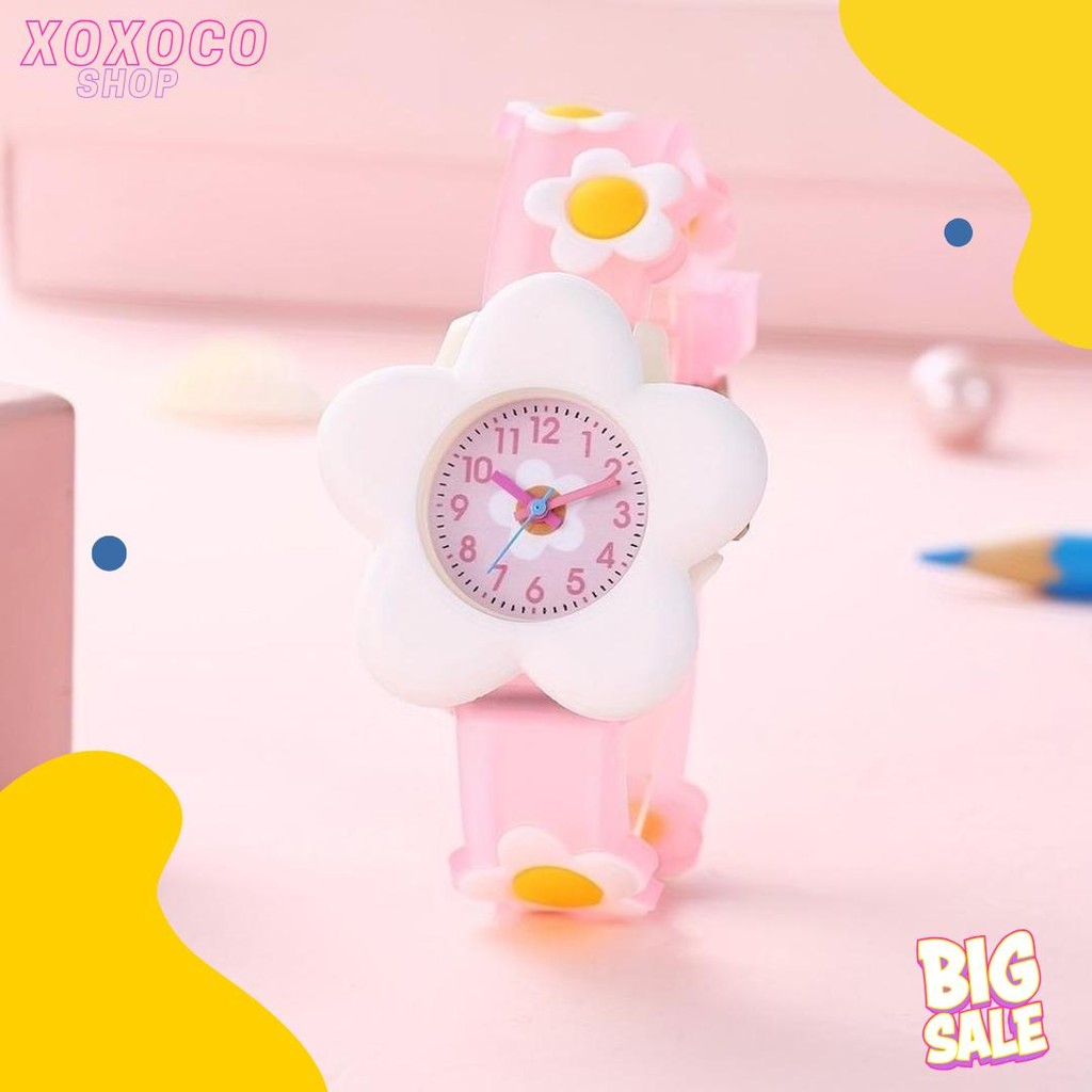 Cod Jam Tangan Kuarsa Anak Tali Silikon Dial Bunga Lucu Jam Tangan Anak