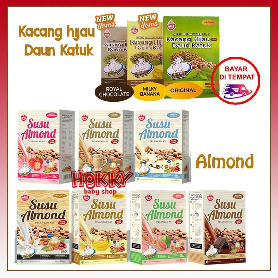 Terbaik [ PROMO BUY 3 GET 1 FREE ] Afis Life Susu Pelancar Asi Kacang Hijau | Susu Almond Plus Daun 