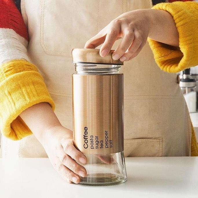 [MS] Botol Tempat Bumbu Kaca Serbaguna untuk Kopi, Teh, Gula, Toples Kacang, dan Biji-bijian