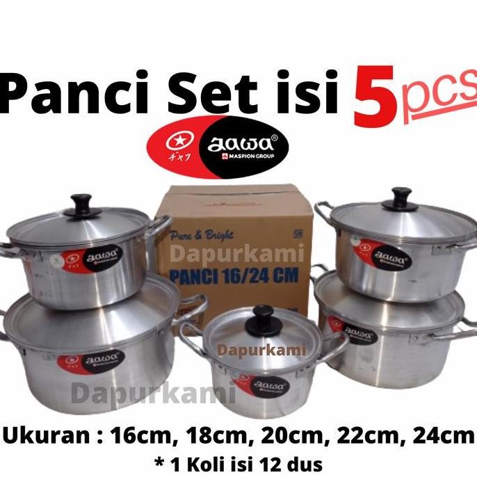 Panci Set Jawa Alumunium Isi 5pcs Aluminium