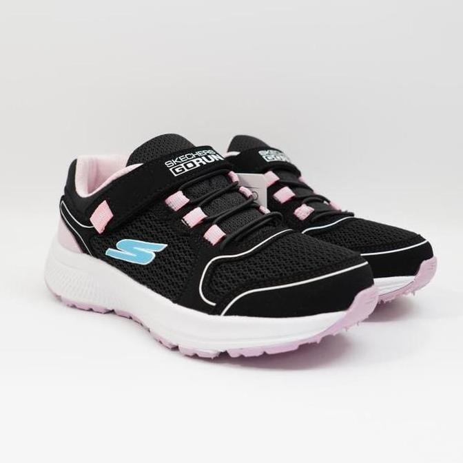 Sepatu Anak Perempuan Sekolah Skechers GoRun Premium Hitam Pink