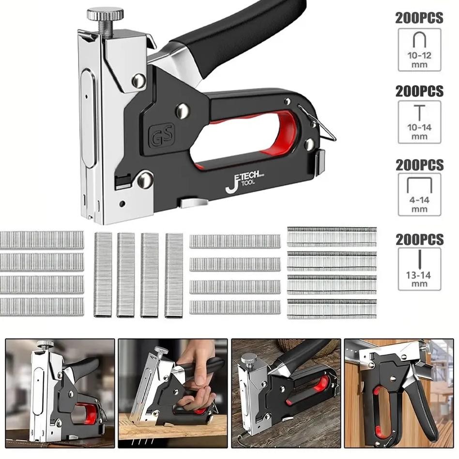 Staples Tembak 4 In 1 Tacker Stapler Hekter Tembak Jok Motor Powerfull Streples Tembak 800Pcs Staple