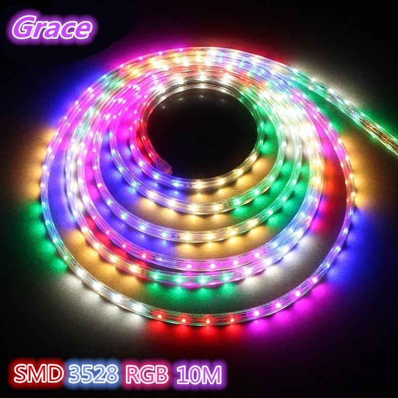 10M RGB LAMPU LED STRIP SELANG 3528 2835 220v 10M METER OUTDOOR RGB/lampu strip led