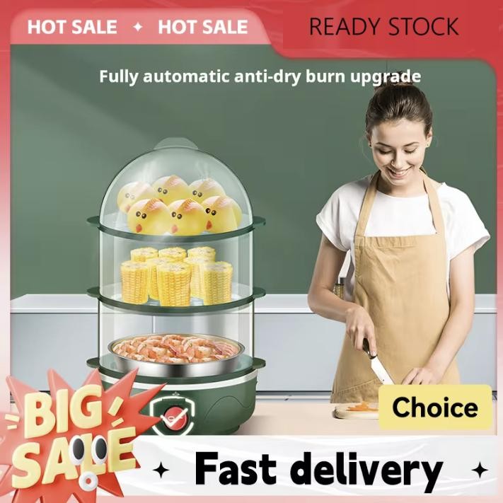 IDEALE- VINEX - Alat Kukus Mini Listrik 3 Susun 9 Liter Multifungsi Electric Food Steamer