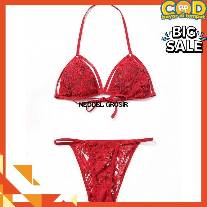BRA  LINGERIE BRA GSTRING SET BIKINI RENDA TRANSPARAN  BY NEDDEL GROSIR