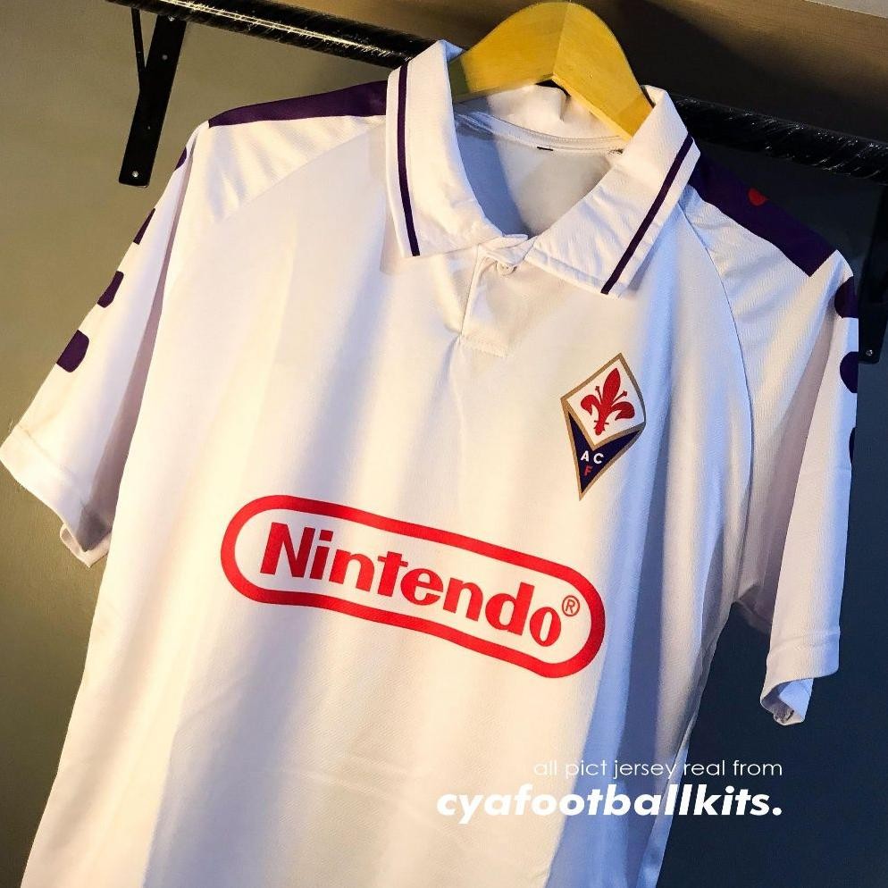 Jersey Fiorentina Retro 1998 Away Putih | Away Lengan Pendek | Jersey Fiorentina Vintage Retro | Jer