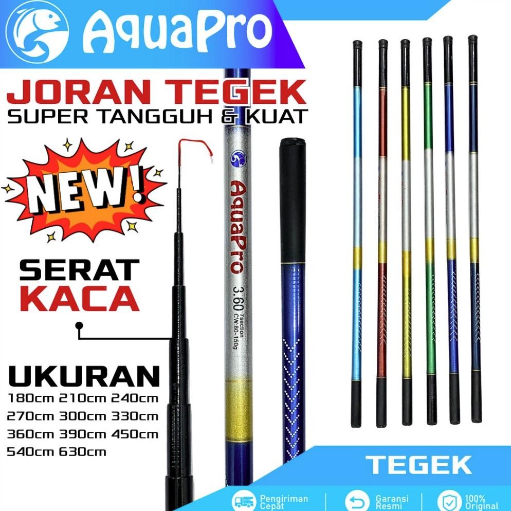 AQUAPRO JORAN TEGEK SERAT KACA TELESKOPIK PORTABLE FIBERGLASS ACTION LENTUR RINGAN TANGGUH DAN KUAT
