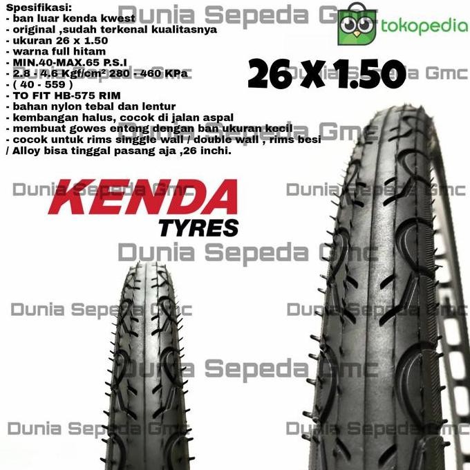 Promo ban luar 26 x 1.50 1.5 1 5 1 50 kenda halus sepeda mtb mini gravel 26 COD