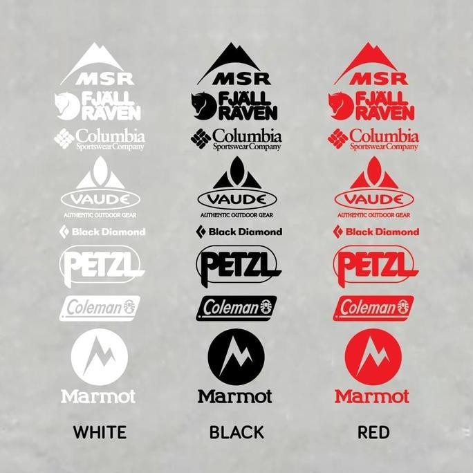 DR81>> Outdoor sticker pack stiker cutting MSR VAUDE MARMOT PETZL COLEMAN