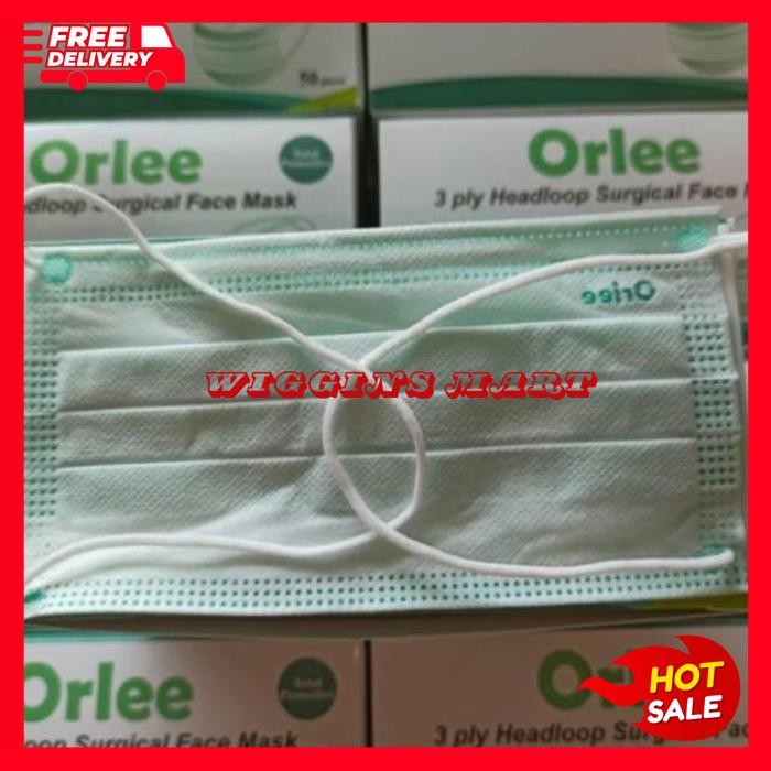 MASKER BEDAH MEDIS 3PLY 3 PLY HEADLOOP HIJAB ORLEE SURGICAL KEMENKES ONGKIR NOL
