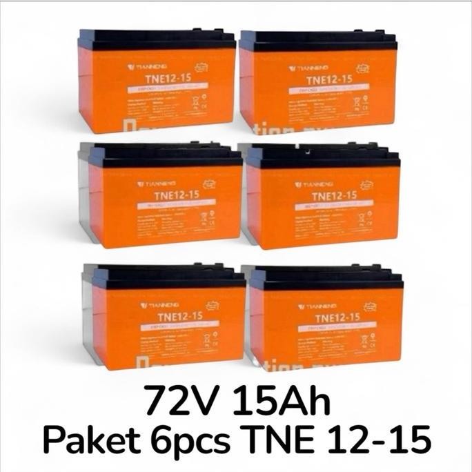 PROMO PAKET 72V 15AH ( 6BH 12V15AH ) [ 6pcs Battery UPS - Baterai Sepeda Listrik ] Aki Selis Tiannen