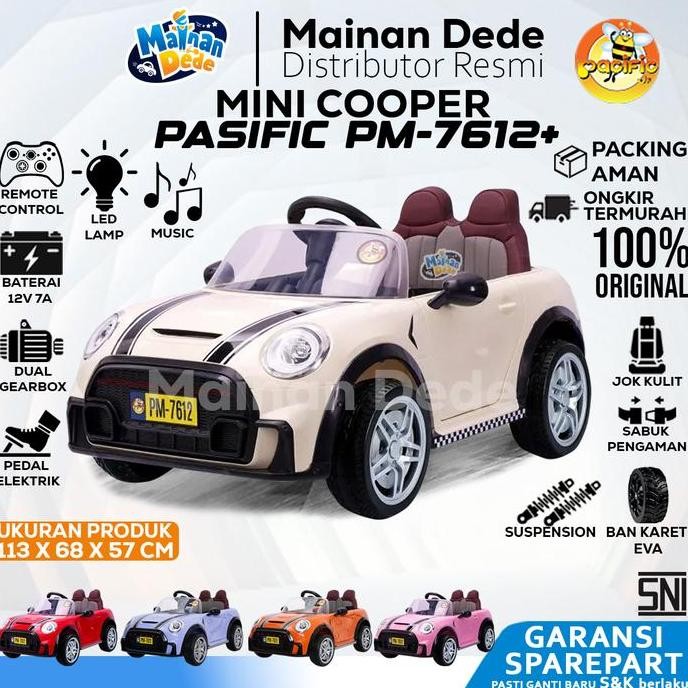 Mainan Mobil Aki Anak Mini Cooper Pasific Pm7612+ Ban Eva Pm 7612+