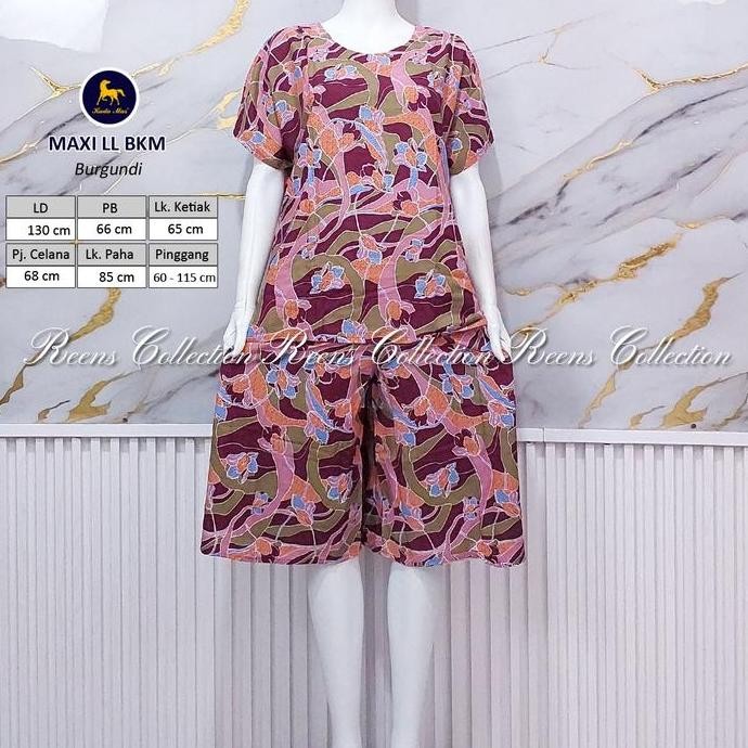 Batik Kuda Mas Setelan Jumbo Maxi Ll Ld 130 | Piyama Wanita Celana Pendek Rayon Bunga Motif Nyaman