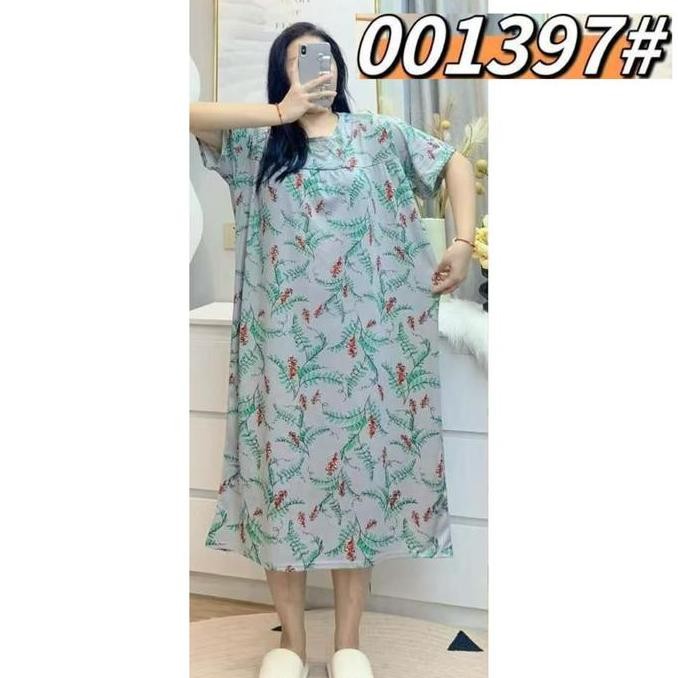 Daster Spandex Super Jumbo Murah Adem Motif Bunga Dress Tidur Wanita Bumil Import Oversize Dewasa Ju