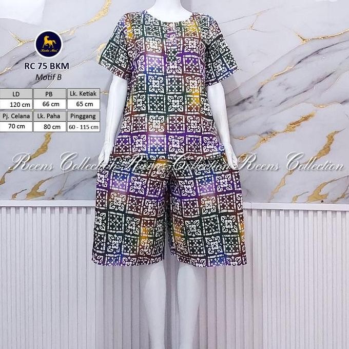 Batik Kuda Mas Setelan Rc 75 Ld 120 Cm | Piyama Celana Pendek Lengan Pendek Kancing Depan Busui Moti