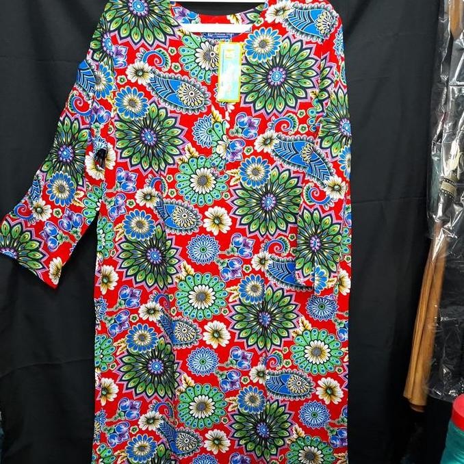 Daster Batik Muslim Kencana Ungu Tangan Panjang Label Biru Asli