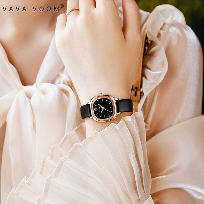 Vava Voom Jam Tangan Wanita Original Gaya Anggun Jam Kuarsa Tali Kulit Jam Tangan Cewek Jarum  Stain