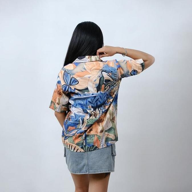 DB222 }} Dowear Baju Kemeja Motif Cewe Cowo Motif Full Printing Oversize Pria Wanita Outdoor ABSTRAK