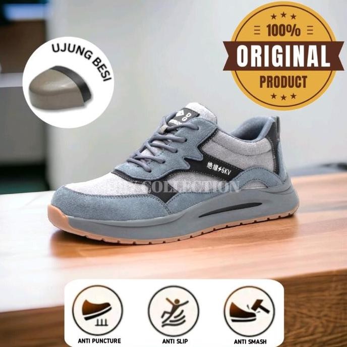 sepatu safety sporty Sepatu pelindung kerja sneakers sporty ujung besi pria wanita 118 Safety Shoes 