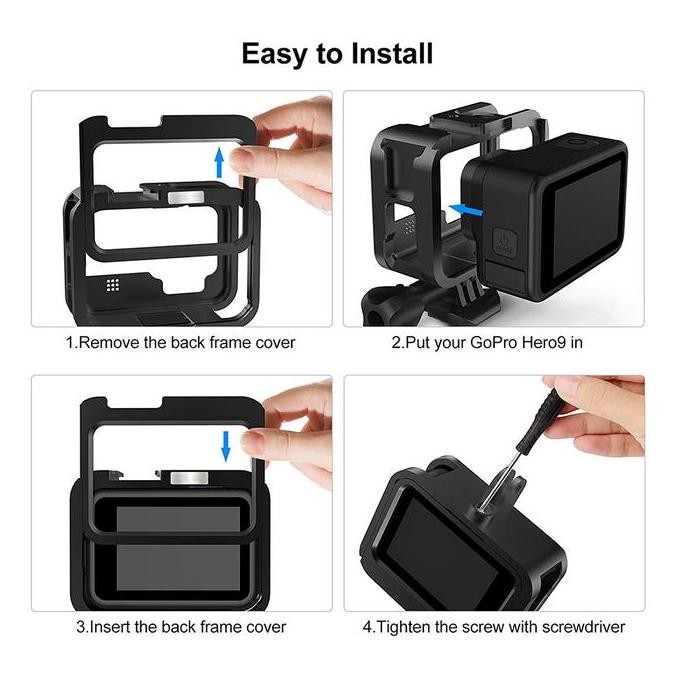 Gopro Hero 9 Black Aluminium Case Metal Casing Frame Cnc Hero9 Mic Led