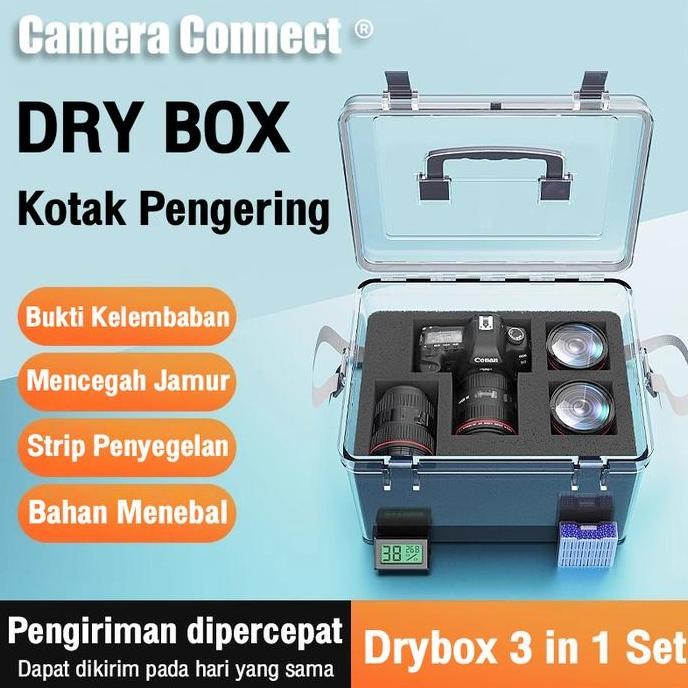 Dry Box Kotak Tahan Lembab Kamera Digital Dry Box Kamera 3 In 1 Set Free Silica Gel Dan Higrometer K