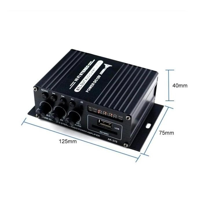 Ak370 Power Amplifier 12V 40W Audio Bluetooth Mobil Car Audio - Warna