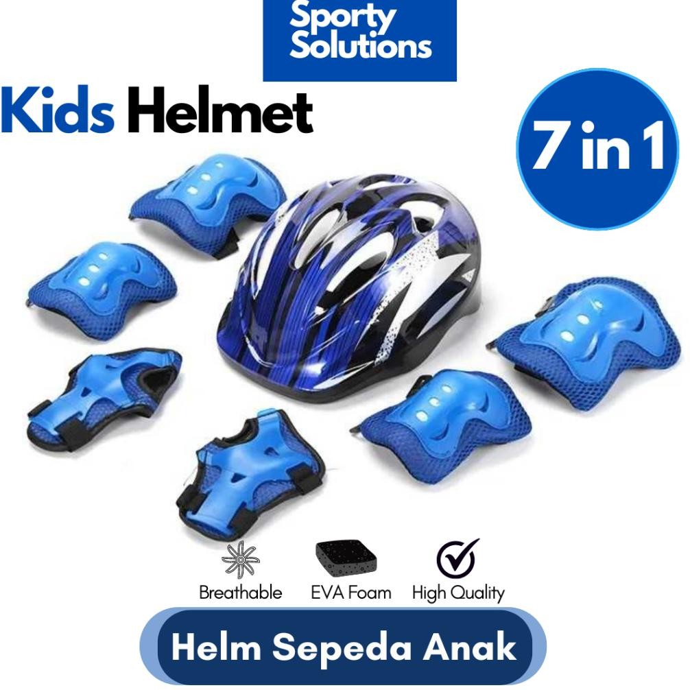 7PCS Helm Deker Sepeda Anak Alat Pelindung Sepatu Roda / Helm Decker Anak Pelindung Scooter / Sepatu
