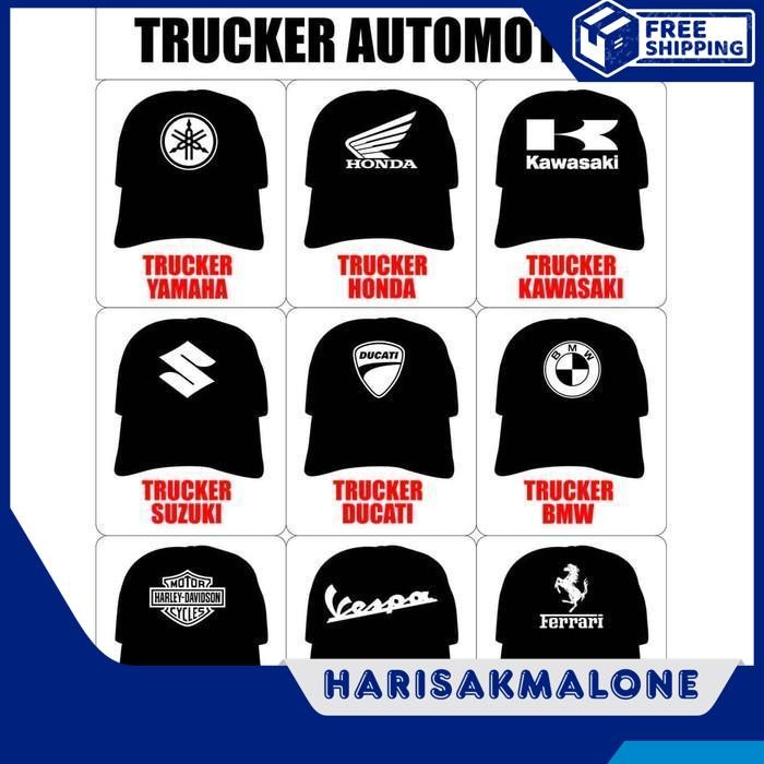 BERKUALITAS TOPI TRUCKER JARING HAT CAP DISTRO OTOMOTIF YAMAHA HONDA KAWASAKI SUZUKI DUCATI BMW HARL