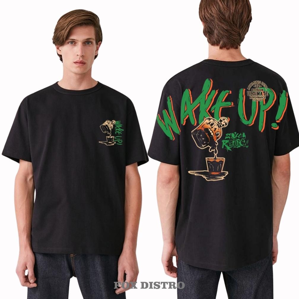 Original Baju Kaos T-Shirt Pria Distro Motif Screet Warna Hitam Lengan Pendek Fox Distro Bahan Katun