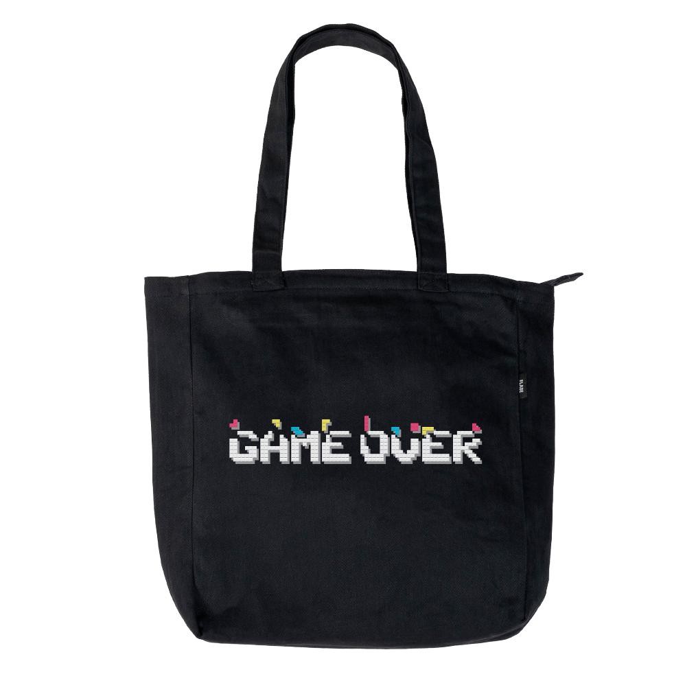 [Kecil Flade Studios Tote Bag Kanvas Hitam Resleting - Tas Pria Wanita - Game Series Ka-79