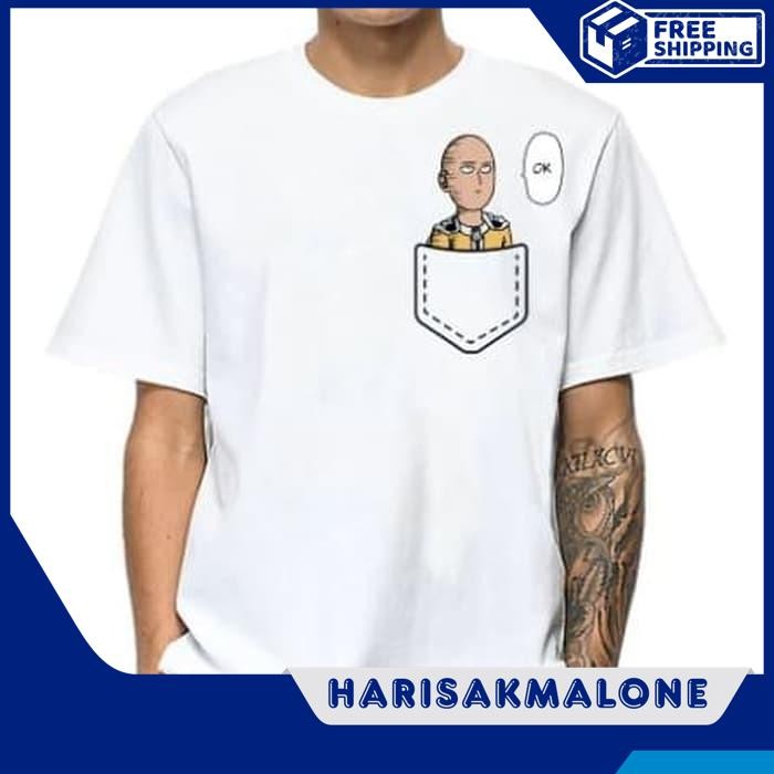 BERKUALITAS KAOS TSHIRT BAJU COMBED 30S DISTRO KECIL ANIME ONE PUNCH MAN SAITAMA POLOS CUSTOM ANAK D