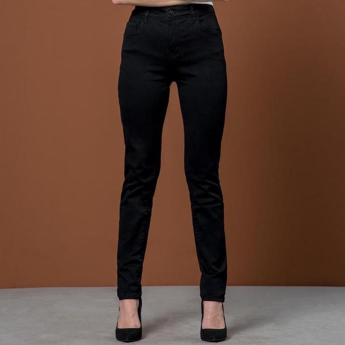 Promo C2 Wempie Black Dual Push Skinny Highwaist Jeans Wanita Cod