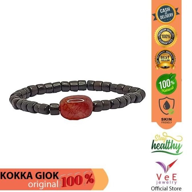 READY STOCK GELANG TASBIH KAYU KOKKA MARJAN HITAM BATU GIOK MARUN JADE ASLI CINA 
