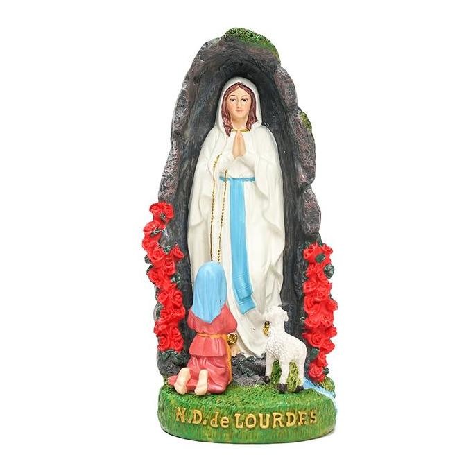 Pajangan Patung Rohani Katolik Gua Maria Lourdes Mawar Halus 20cm