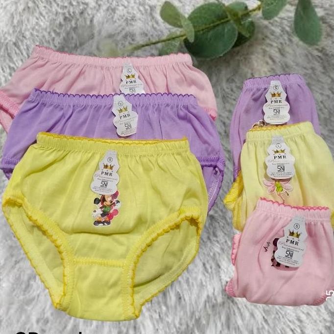 ( 6 pcs ) PMR celana dalam anak Cewek balita sampai tanggung motif polos karakter // CD anak perempu