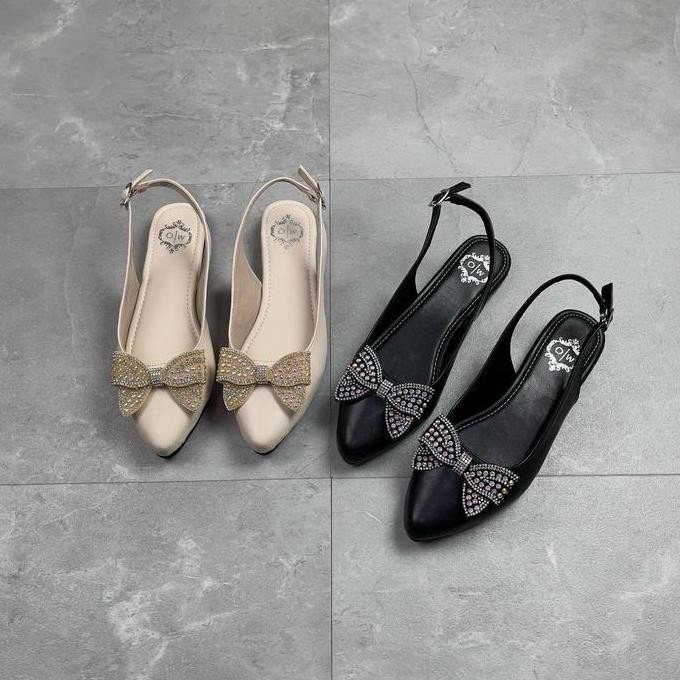 Promo sandal mule & clog Faduzzi Flats Shoes Wanita Tali TAVITA Tanpa hak Sol karet Hitam Perempuan 