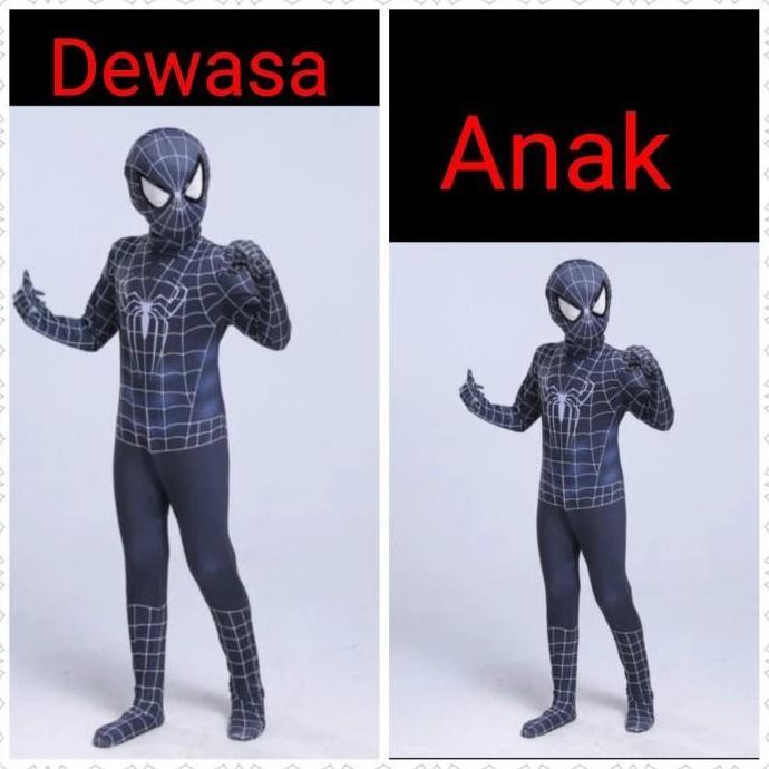 Kostum Spiderman Venom Anak/ Kostum Spiderman Hitam/ Superhero Termurah