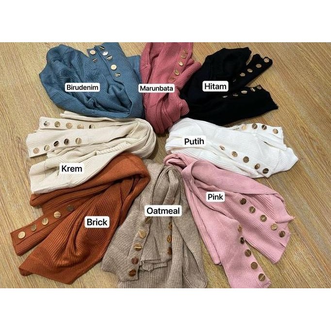 Iner Rajut 7017 Top Blouse Panjang Atasan Kancing on Baju Knitwear Wanita Casual Cewek Dewasa