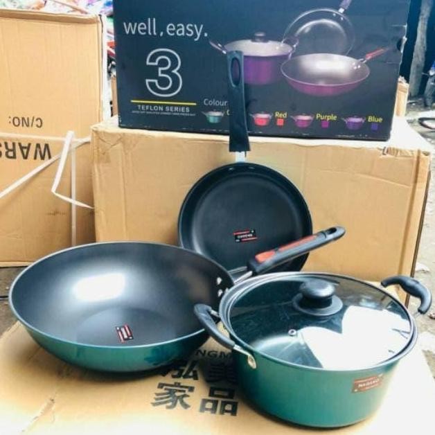 Panci Teflon Nagako Set 4 In 1 Anti Gores Dan Anti Lengket Original