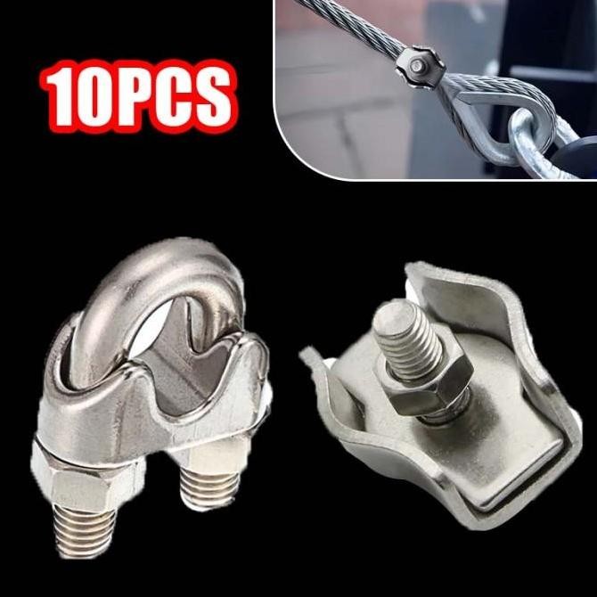 Klem Seling Baja Klem Kawat Seling Penjepit Seling Klem Kawat Seling Sling Baja Pengai 10Pcs Hemat