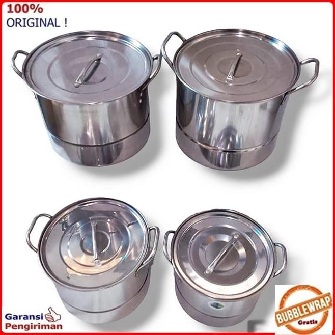 Panci Stainless Tinggi Plus Steamer Stockpot Steamer Dandang Kuah