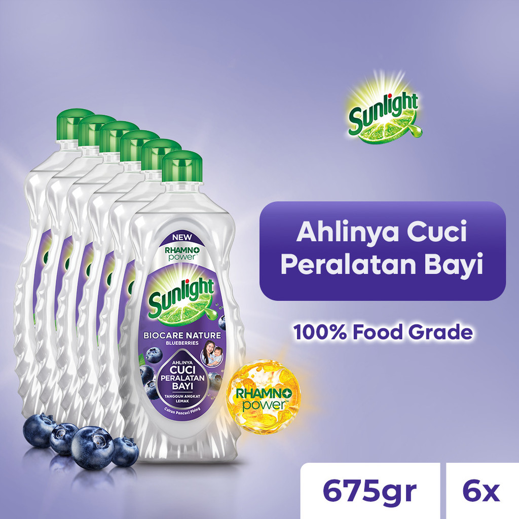 [BARU] Sunlight Biocare Nature Botol 675g x6 - Sabun Cuci Botol Bayi