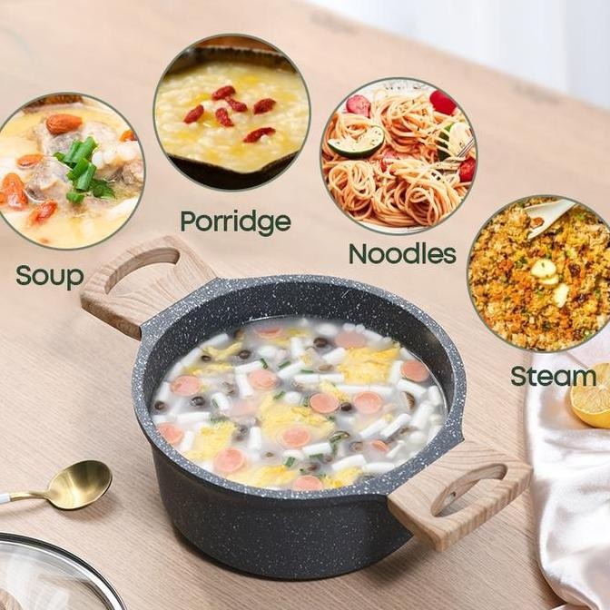 7 Pcs Carote Set Peralatan Masak Anti Lengket Kuali Batu Granit