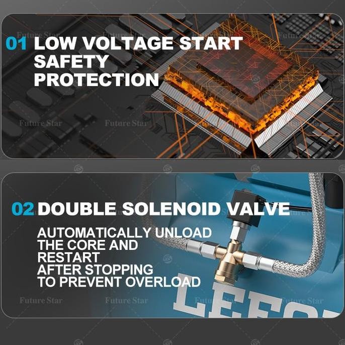 Mesin Kompresor Listrik Air Oilless Portable / Angin Silent Ultra Quiet Oil Free Engine Diesel 30L 1