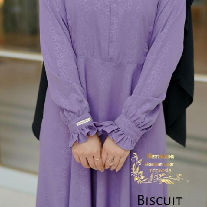 [Gamis Hermosa] Gamis Hermosa Motif Gamis Biscuit Semua Warna (Hitam, Teracota, Hijau Wardah, Hijau 