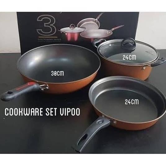 Panci Set Teflon Vipoo / Nagako 3 In 1 Gastronomy Series