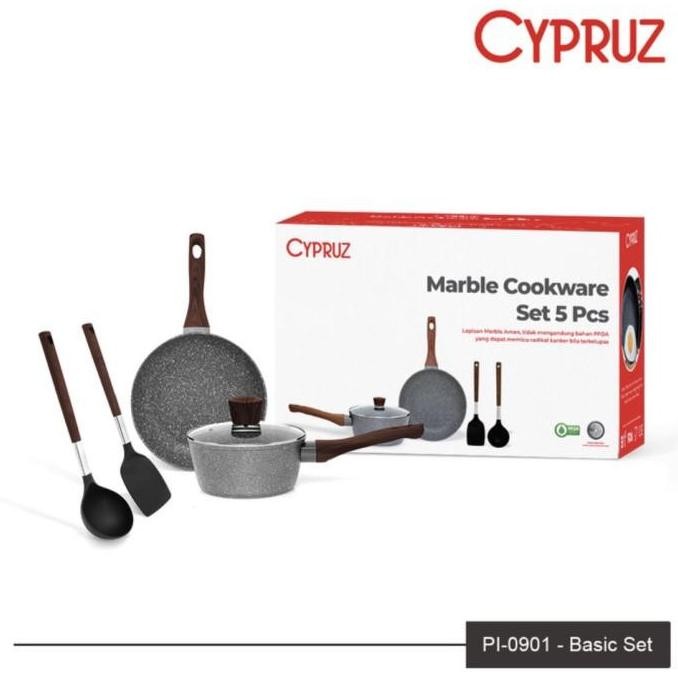 Cypruz Marble Cookware Set Basic 5 Pc Pi-0901 Marble Set Cypruz Pi0901